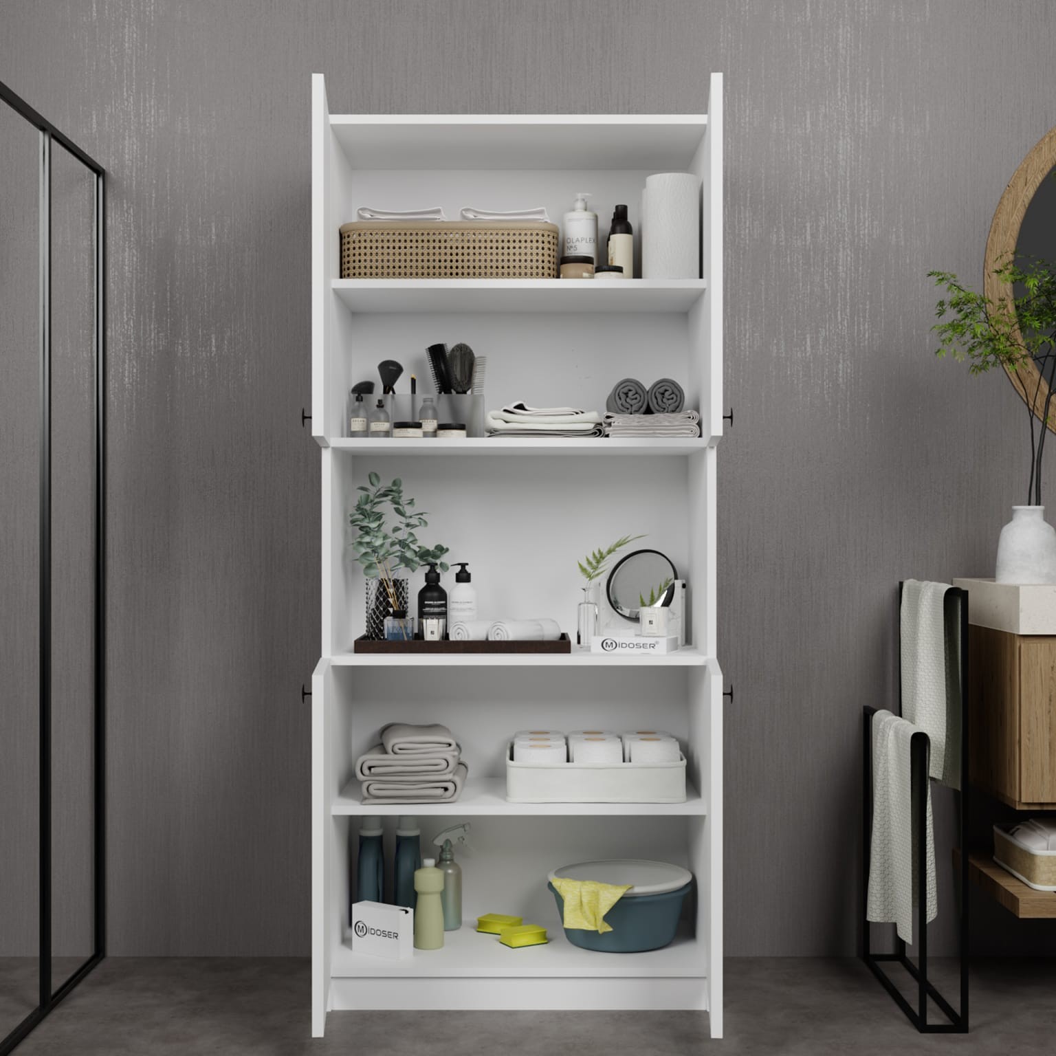 Lucas 4 Kapaklı Çok Amaçlı Dolap, Çok Amaçlı Banyo, Mutfak Ve Mikrodalga Fırın Dolabı - Beyaz
