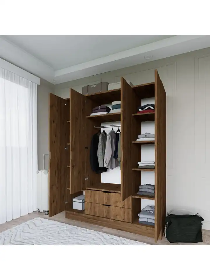 Atlas 4 Kapılı 2 Çekmeceli Gardırop