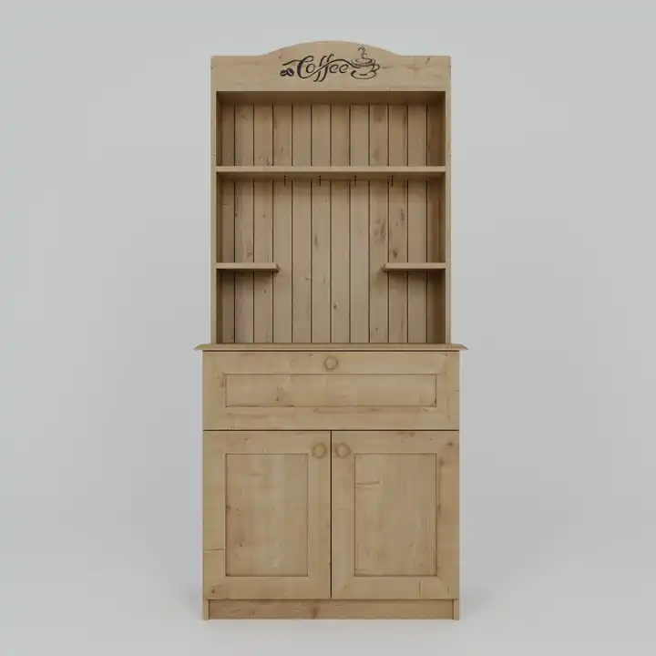 Lucas 2 Kapaklı Çekmeceli Kahve Köşesi ve Çok Amaçlı Mutfak Dolabı - Safir Meşe