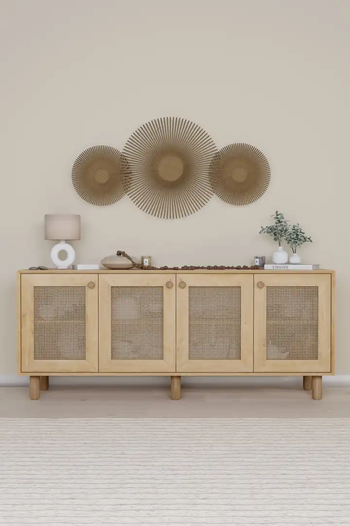 Bohem Serisi Natura Pvc Hasır Desen Ceviz - Meşe Konsol