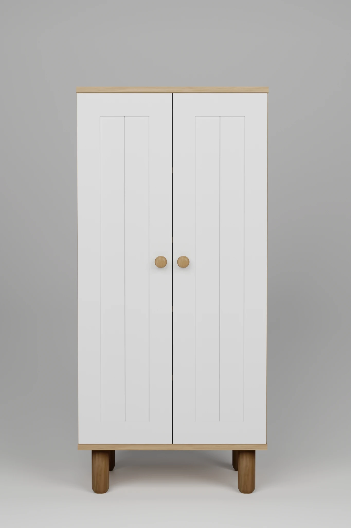 Ayka Membran Kapaklı 5 Raflı ve Çok Amaçlı Dolap Beyaz - Ceviz 129 CM