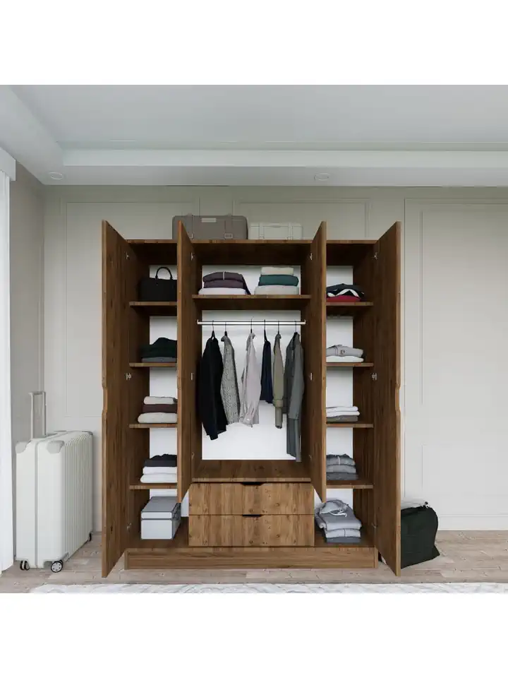 Atlas 4 Kapılı 2 Çekmeceli Gardırop