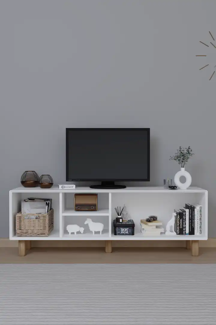 Bohem Serisi Natura Mat Beyaz Tv Ünitesi