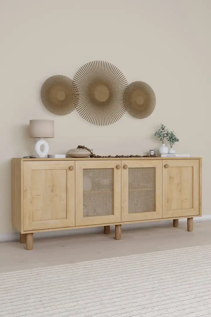 Bohem Serisi Natura 2 KAPAK Pvc Hasır Desen Ceviz - Meşe Konsol