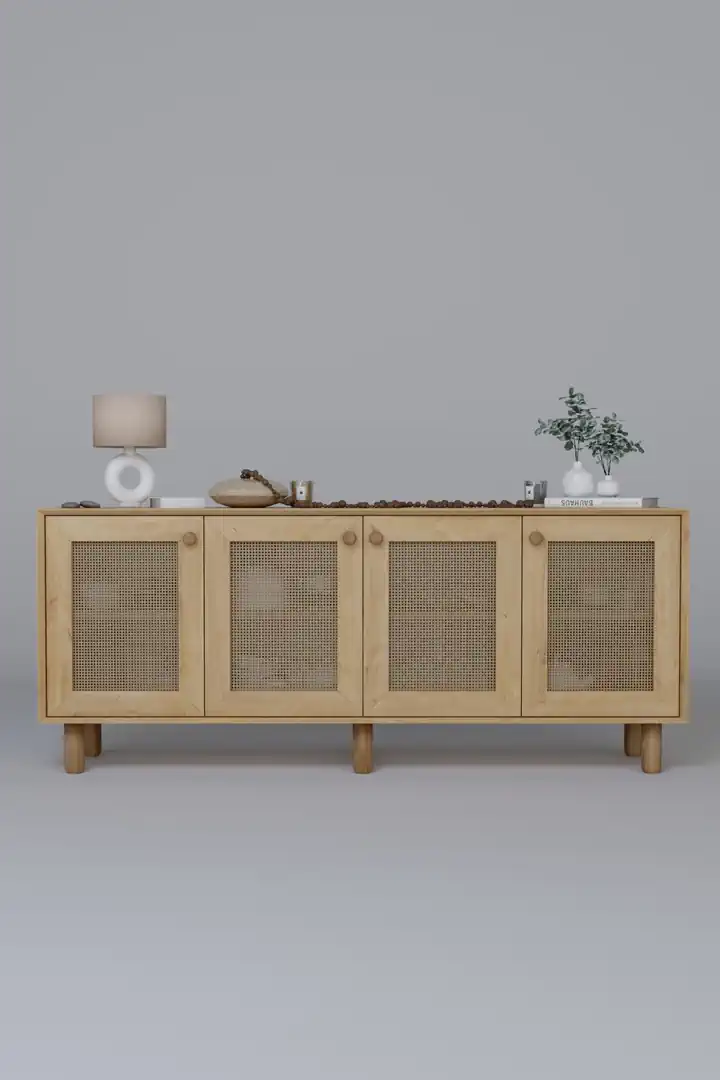 Bohem Serisi Natura Pvc Hasır Desen Ceviz - Meşe Konsol