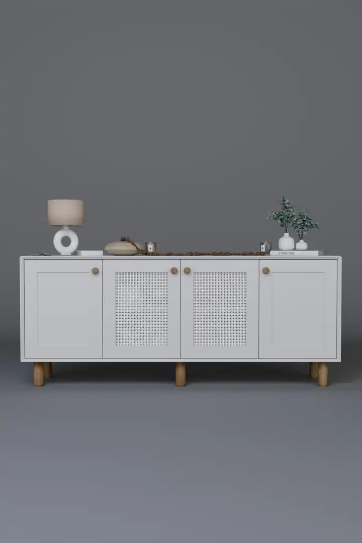 Bohem Serisi Natura 2 Kapak Pvc Hasır Desen Mat Beyaz Konsol