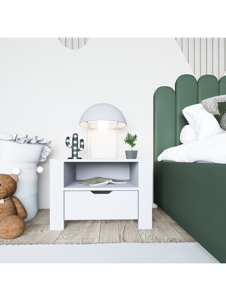 Duru Komodin Çekmeceli - Mat Beyaz