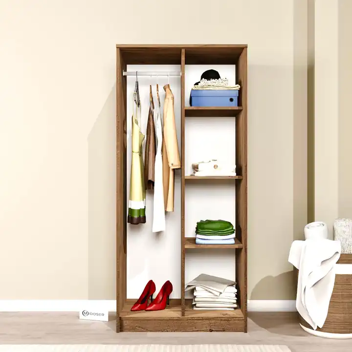 Kardelen Serisi Atlantik Çam 2 Kapaklı 4 Raflı 80 Cm Elbise Dolabı