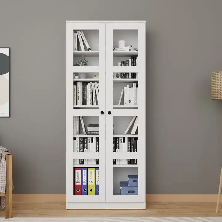 Lucas Cam Kapaklı Vitrin - Büfe - Kitaplık ve Çok Amaçlı Dolap ( AYARLANABİLİR RAF )