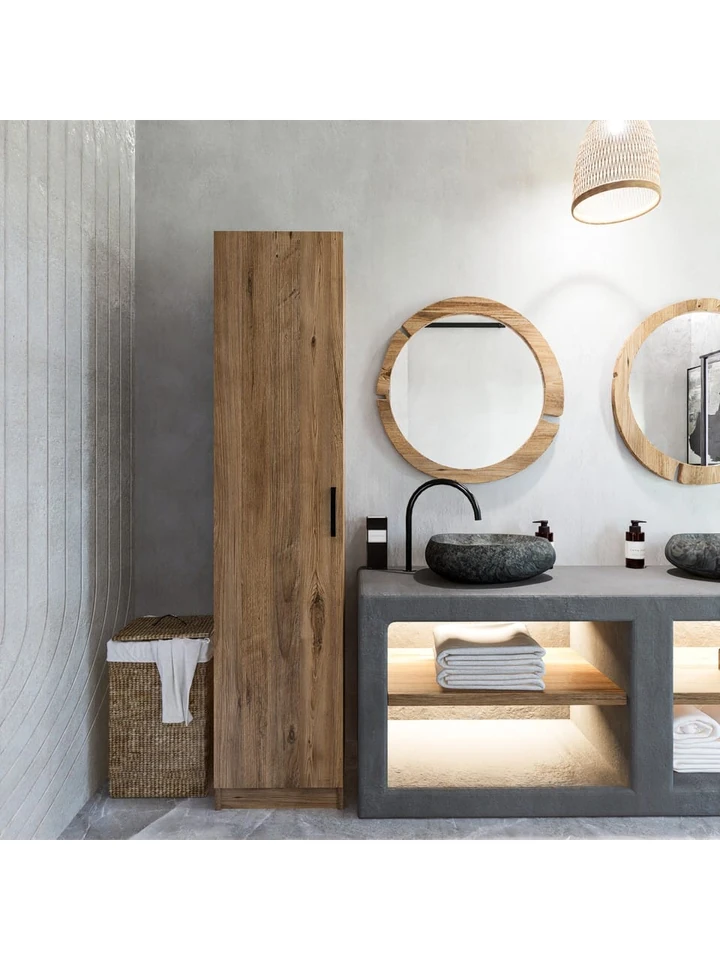 Yaman Atlantik Çam Tek Kapaklı 4 Raflı Çok Amaçlı Mutfak Kiler ve Banyo Dolabı