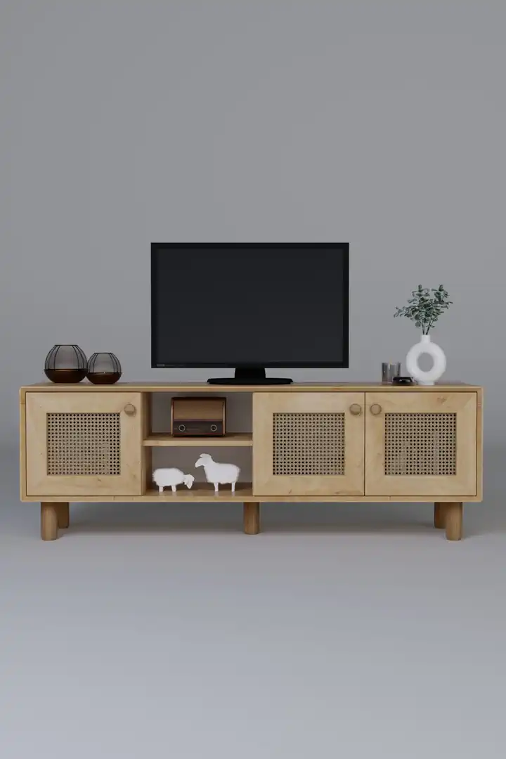Bohem Serisi Natura Ceviz-Meşe Pvc Hasır Desen Tv Ünitesi