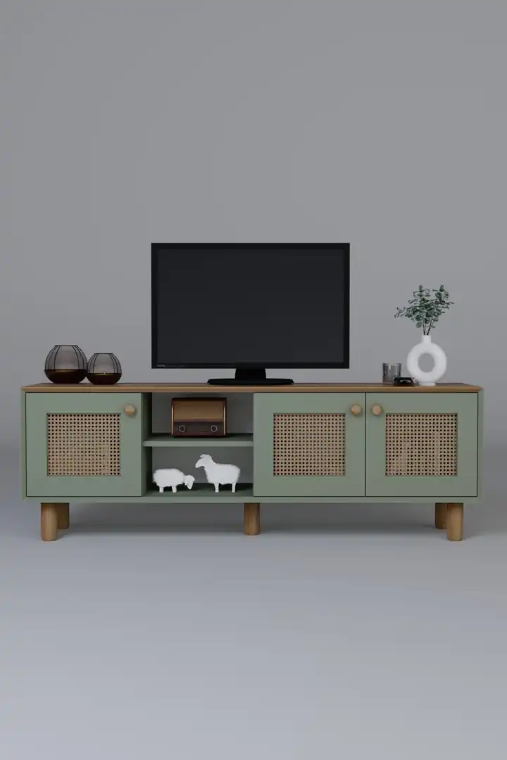 Bohem Serisi Natura Yeşil Pvc Hasır Desen Tv Ünitesi