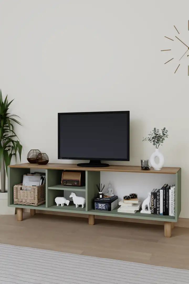 Bohem Serisi Natura Yeşil Pvc Hasır Desen Tv Ünitesi