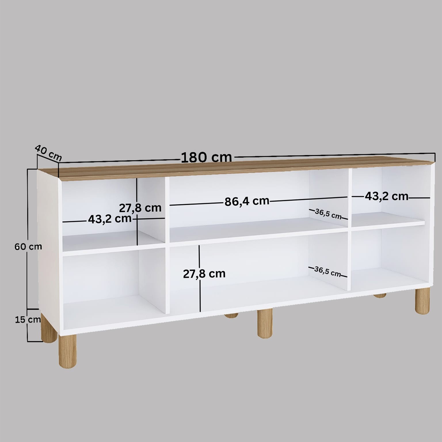 Bohem Serisi Natura 2 KAPAK Pvc Hasır Desen Mat Beyaz - Açık Ceviz Konsol