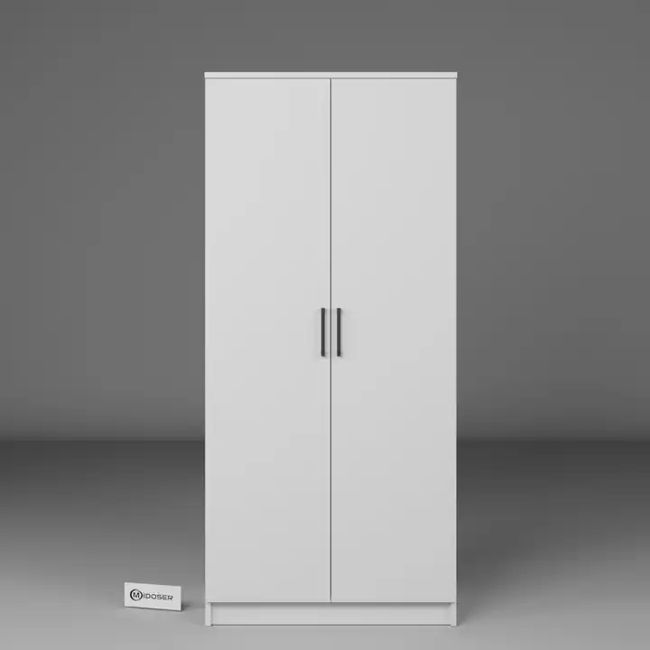 Kardelen Serisi 80 Cm Mat Beyaz 2 Kapılı 4 Raflı Elbise Dolabı