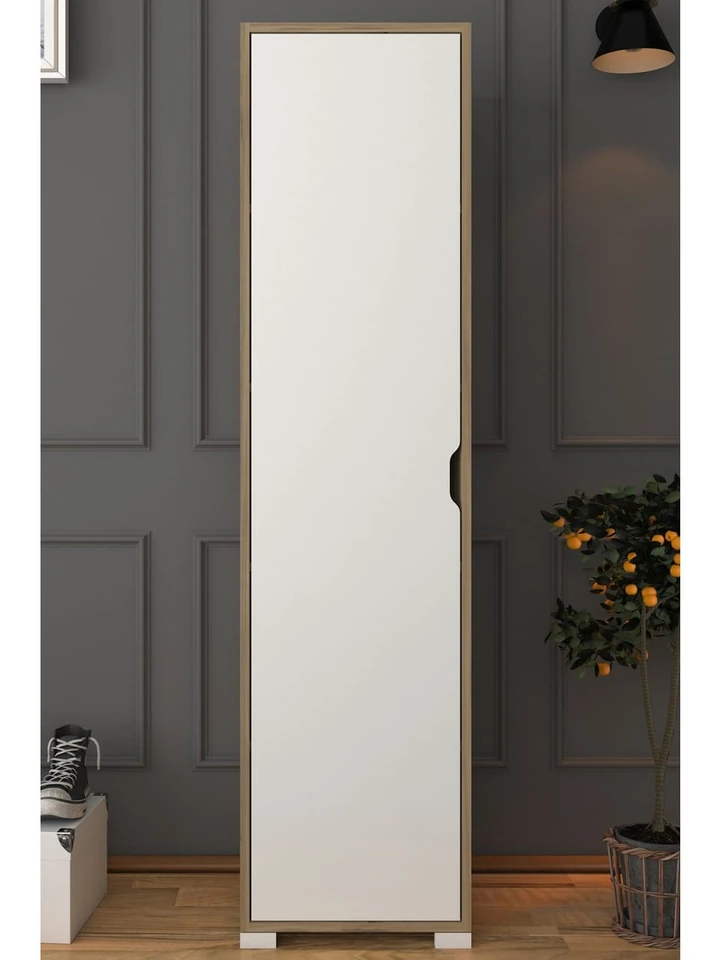 Nisan 40 Cm Açık Ceviz-beyaz 5 Raflı Kiler Tek Kapılı Banyo Ve Elbise Dolabı - Gardırop