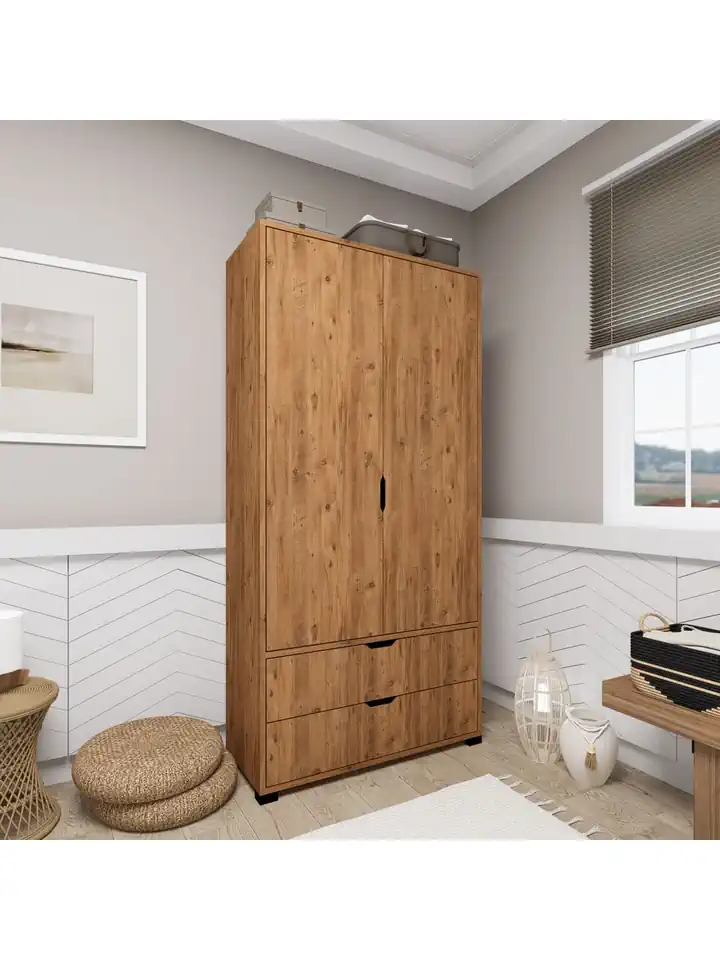 Atlas 2 Kapılı 2 Çekmeceli Çok Amaçlı Gardırop