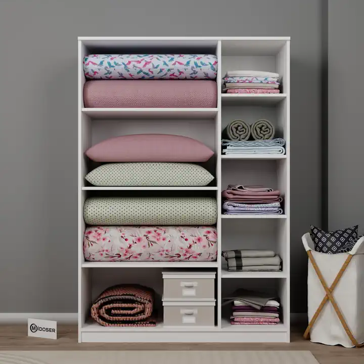 Lucas 3 Kapılı Yüklük, Yorgan, Yastık Dolabı - Mat Beyaz