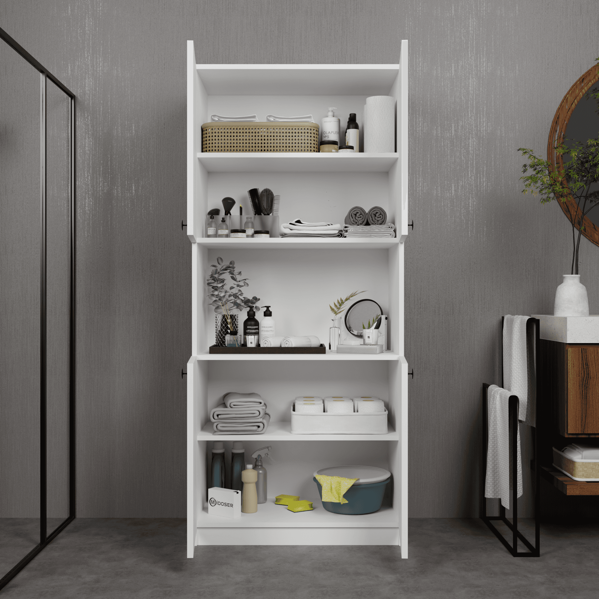 Lucas 4 Kapaklı Çok Amaçlı Dolap, Çok Amaçlı Banyo, Mutfak Ve Mikrodalga Fırın Dolabı - Beyaz