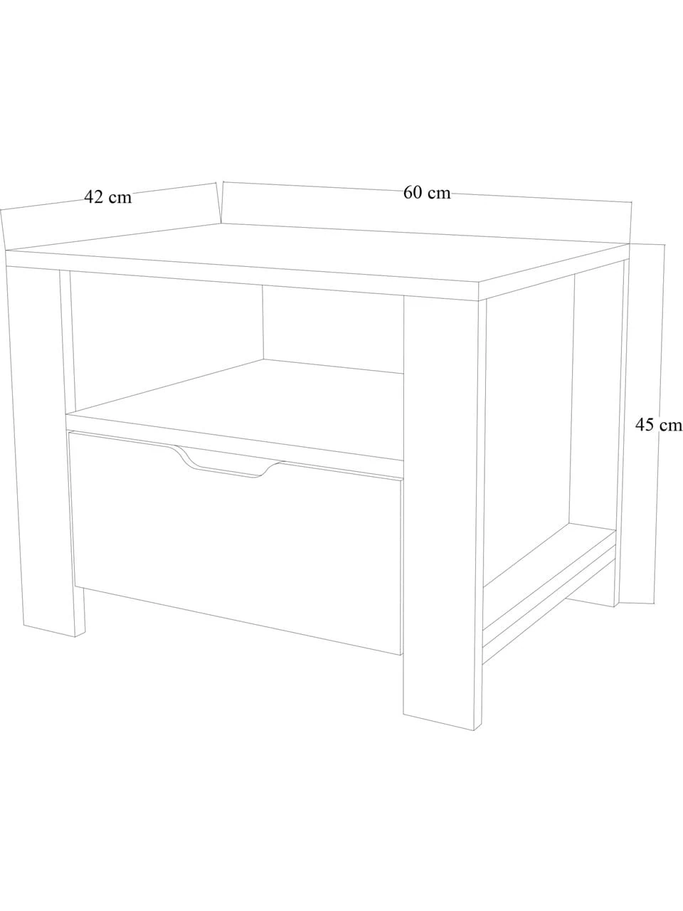 Nisan 2 Çekmeceli Komodin Beyaz-Keçe ( Açık Ceviz)