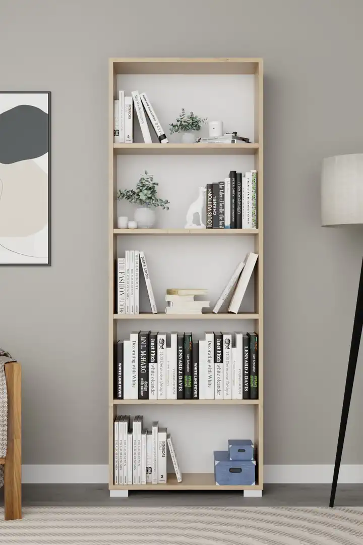 Lucas Serisi Safir Meşe 5 Raflı Kitaplık