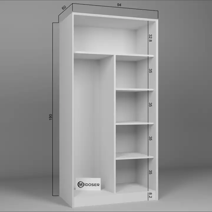 Lucas 4 Kapaklı 10 Raflı Elbise Dolabı Seti - Mat Beyaz