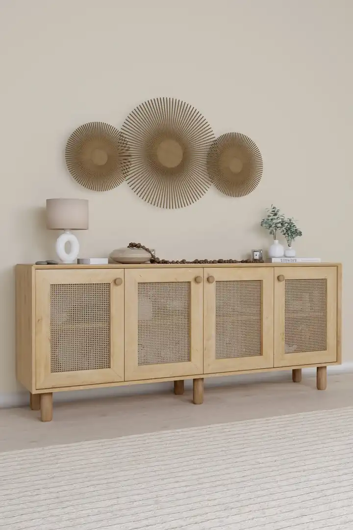 Bohem Serisi Natura Pvc Hasır Desen Ceviz - Meşe Konsol