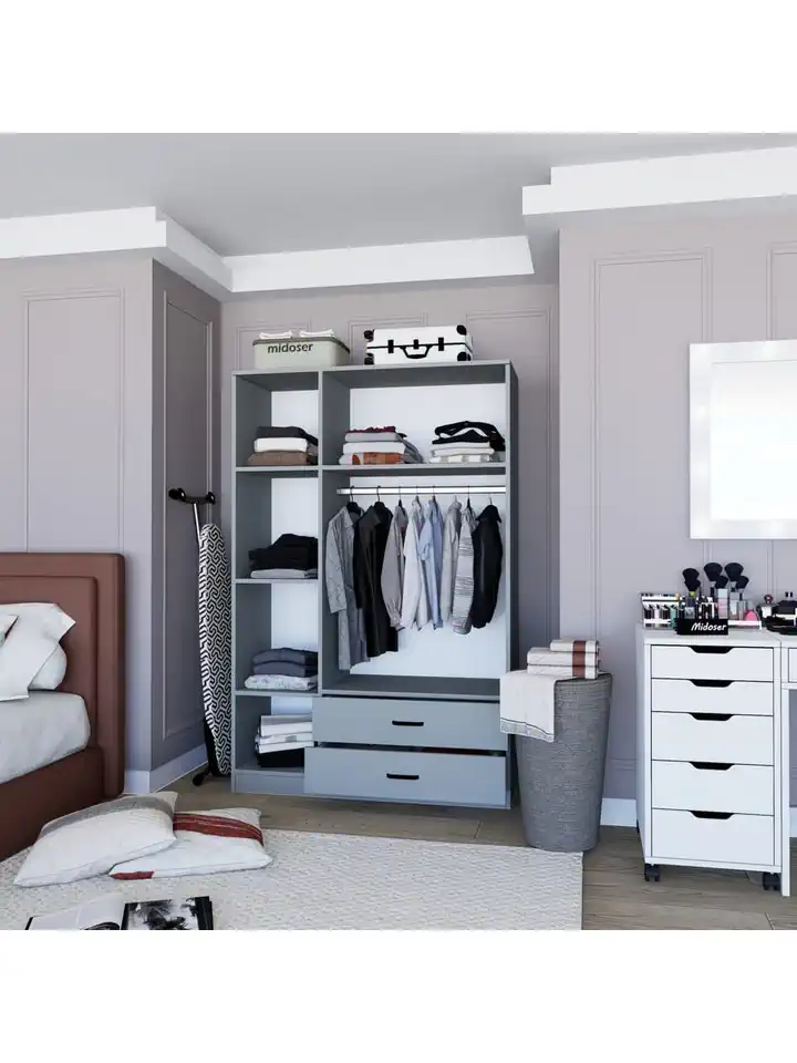 Yaman Luna 3 Kapılı 2 Çekmeceli Elbise Dolabı-Gardrop