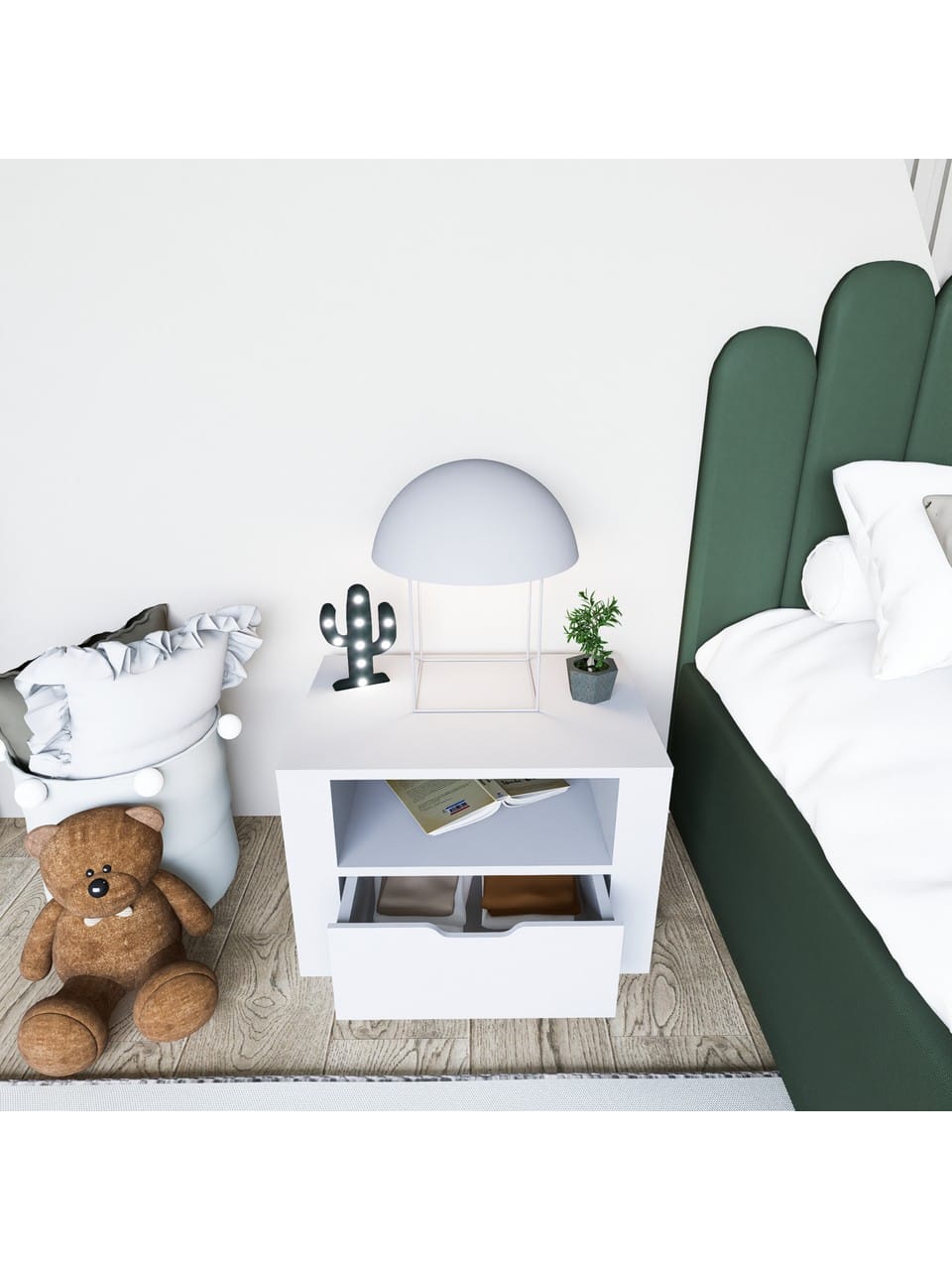 Duru Komodin Çekmeceli - Mat Beyaz