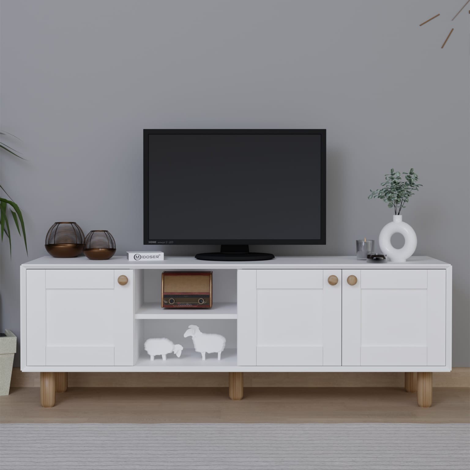 Bohem Serisi Natura Mat Beyaz Tv Ünitesi