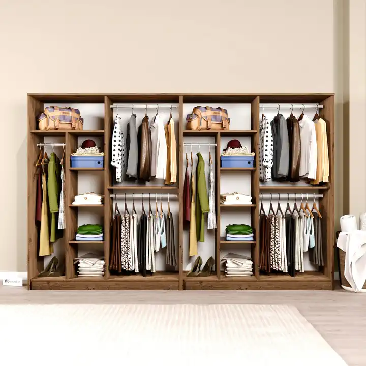 Kardelen Serisi Atlantik Çam 8 Kapaklı 10 Raflı 280 cm Elbise Dolabı - Gardırop Seti