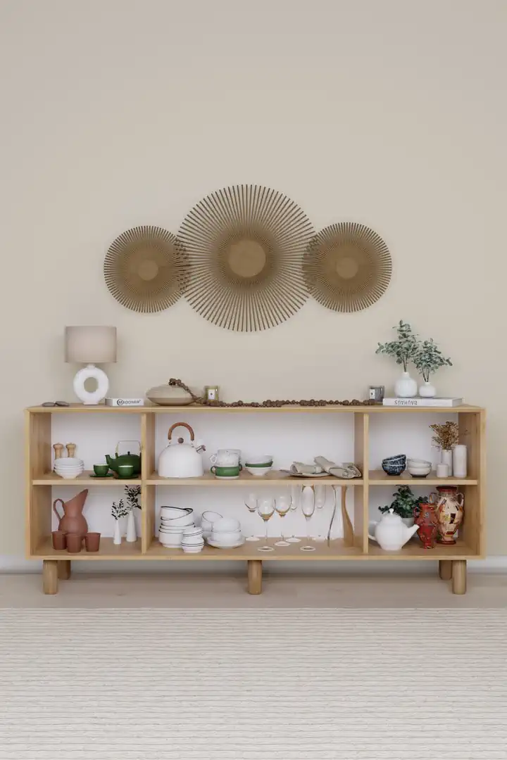 Bohem Serisi Natura Pvc Hasır Desen Ceviz - Meşe Konsol