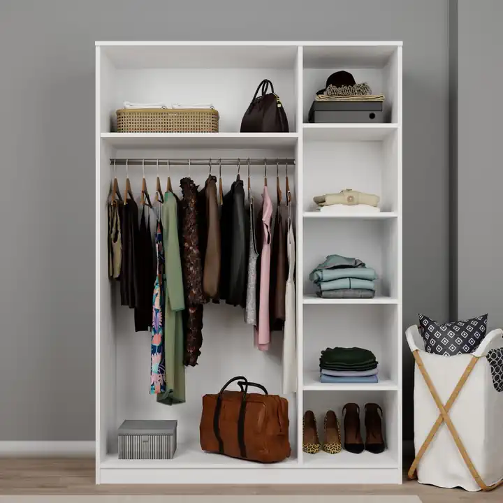 Lucas 3 Kapaklı, 6 Raf Bölmeli, Askılıklı Geniş Elbise Dolabı, Gardırop – Beyaz