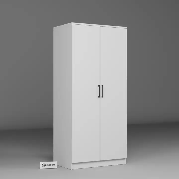 Kardelen Serisi 80 Cm Mat Beyaz 2 Kapılı 4 Raflı Elbise Dolabı