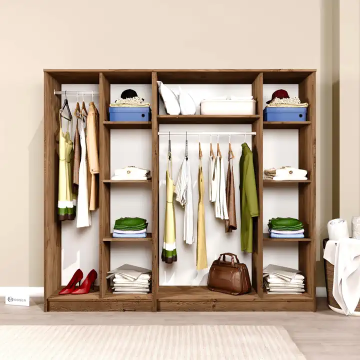 Kardelen Serisi Atlantik Çam 5 Kapaklı 9 Raflı 200 Cm Elbise Dolabı- Gardırop Seti