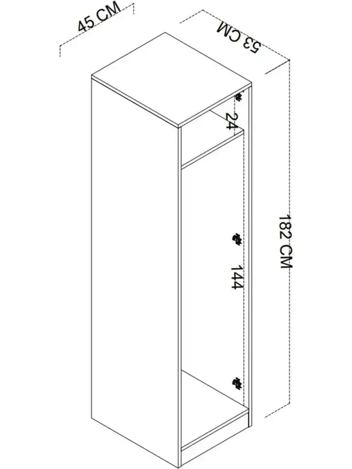 Daisy 45 Cm Beyaz Tek Kapılı Elbise Dolabı - Gardırop