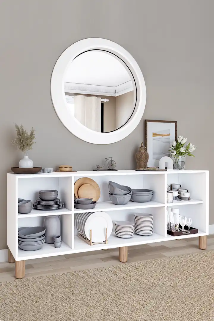 Bohem Serisi Natura 2 Kapak Pvc Hasır Desen Mat Beyaz Konsol