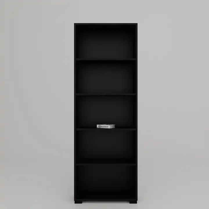 Lucas Serisi Siyah 5 Raflı Kitaplık