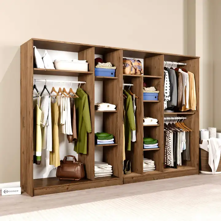 Kardelen Serisi Atlantik Çam 7 Kapaklı 10 Raflı 260 Cm Elbise Dolabı - Gardırop Seti