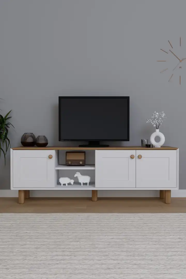 Bohem Serisi Garden Meşe - Beyaz Tv Ünitesi