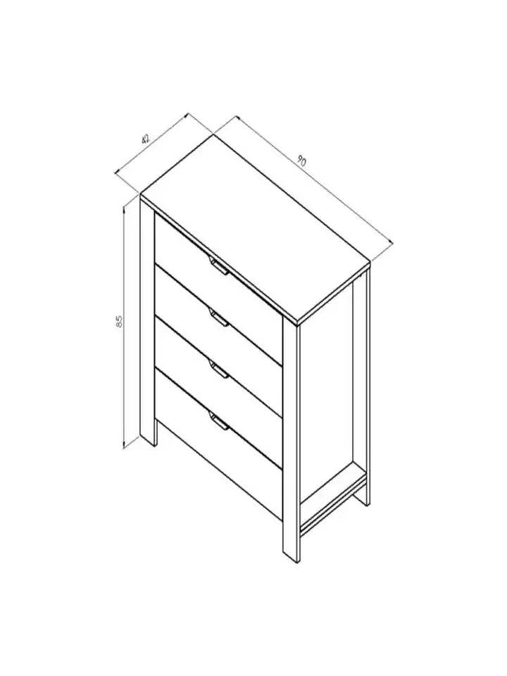 Nisan Şifonyer Beyaz- Açık Ceviz 4 Çekmeceli Yatak Odası Bebek Odası Beyaz 90 X 85 Cm