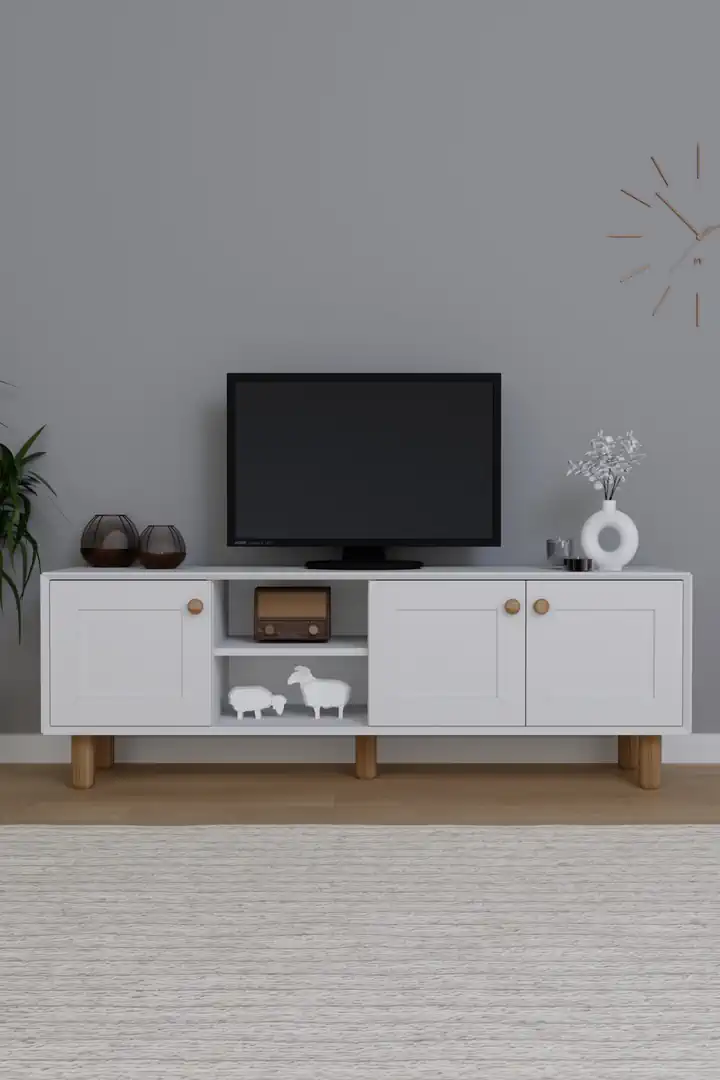 Bohem Serisi Natura Mat Beyaz Tv Ünitesi