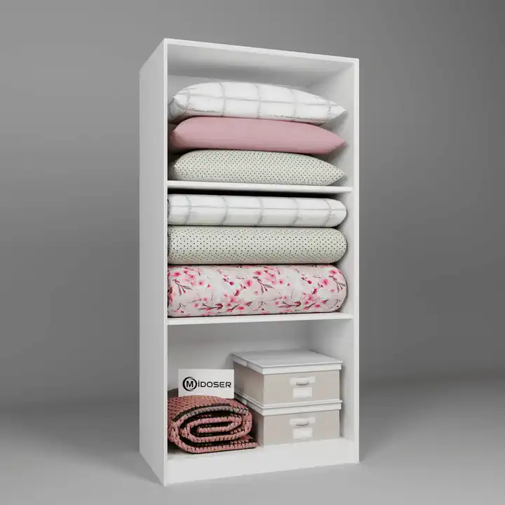 Lucas 6 Kapaklı 3 Askılı 8 Raflı Yüklük ve Elbise Dolabı Seti - Mat Beyaz