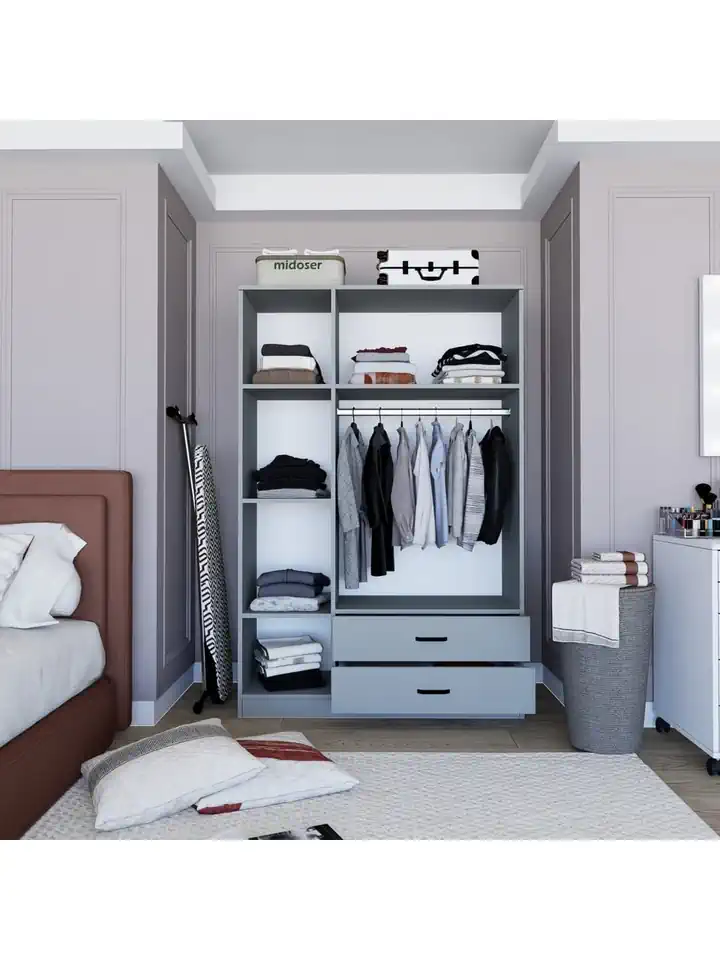 Yaman Luna 3 Kapılı 2 Çekmeceli Elbise Dolabı-Gardrop