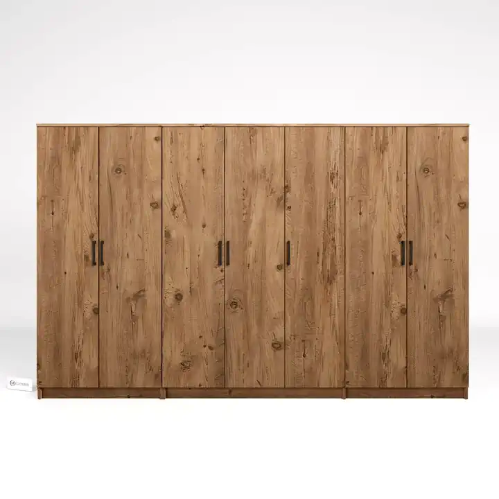 Kardelen Serisi Atlantik Çam 7 Kapaklı 13 Raflı 280 Cm Elbise Dolabı - Gardırop Seti