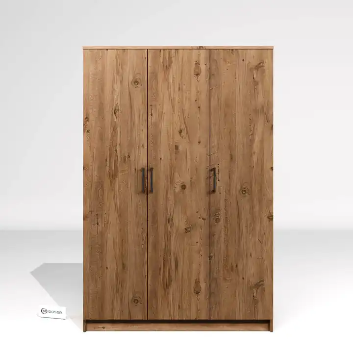 Kardelen Serisi Atlantik Çam 3 Kapaklı 5 Raflı 120 Cm Elbise Dolabı