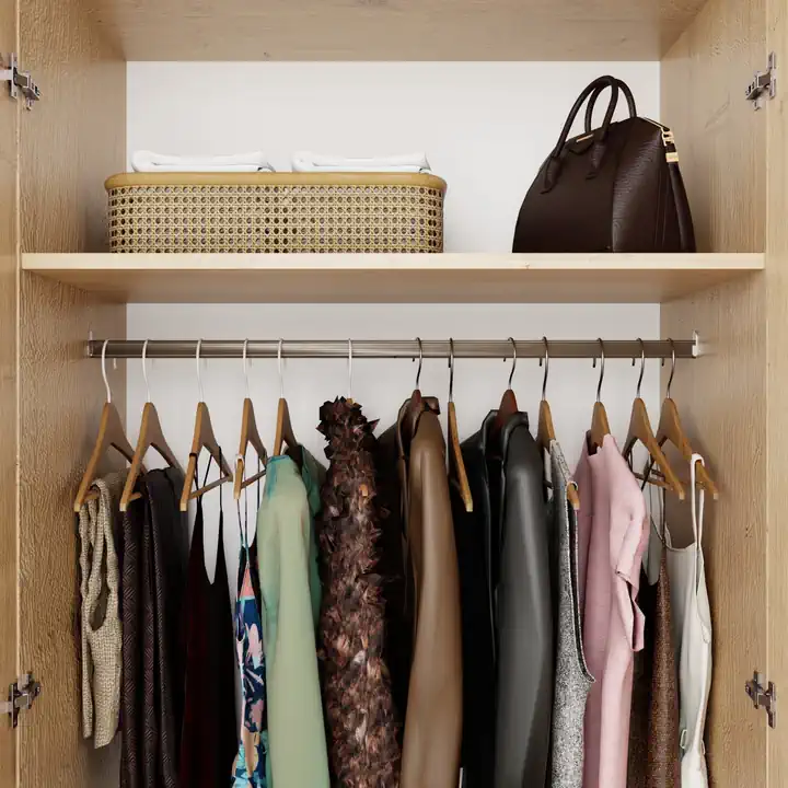 Lucas 6 Kapaklı, 12 Raf Bölmeli, Askılıklı Geniş Elbise Dolabı, Gardırop, Safir Meşe 190*270