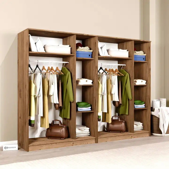 Kardelen Serisi Atlantik Çam 6 Kapaklı 10 Raflı 240 Cm Elbise Dolabı-Gardırop Seti