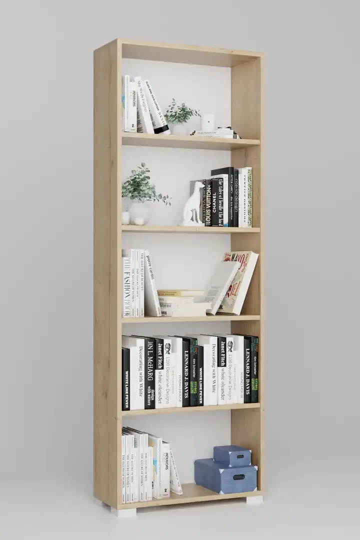 Lucas Serisi Safir Meşe 5 Raflı Kitaplık