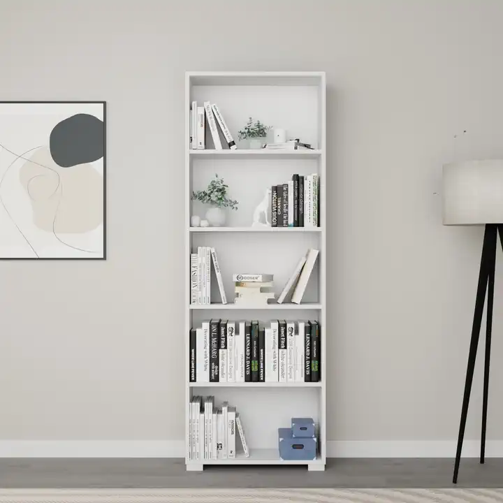 Lucas Serisi Mat Beyaz 5 Raflı Kitaplık